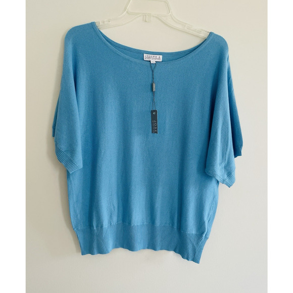 Joseph A.‎ Short Sleeve Sweater Size Large Style SKM5784 True Blue Women's NWT - Picture 1 of 8